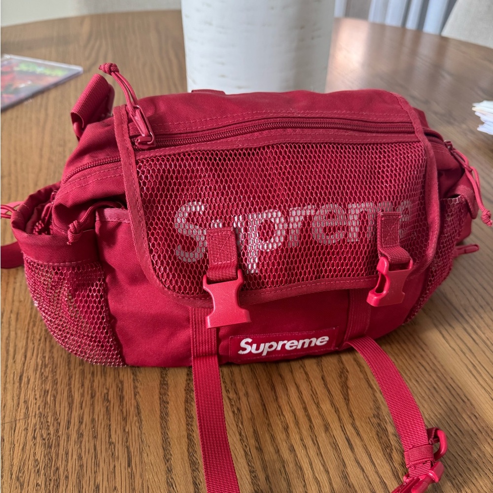 Supreme Burgundy Mesh Crossbody Bag